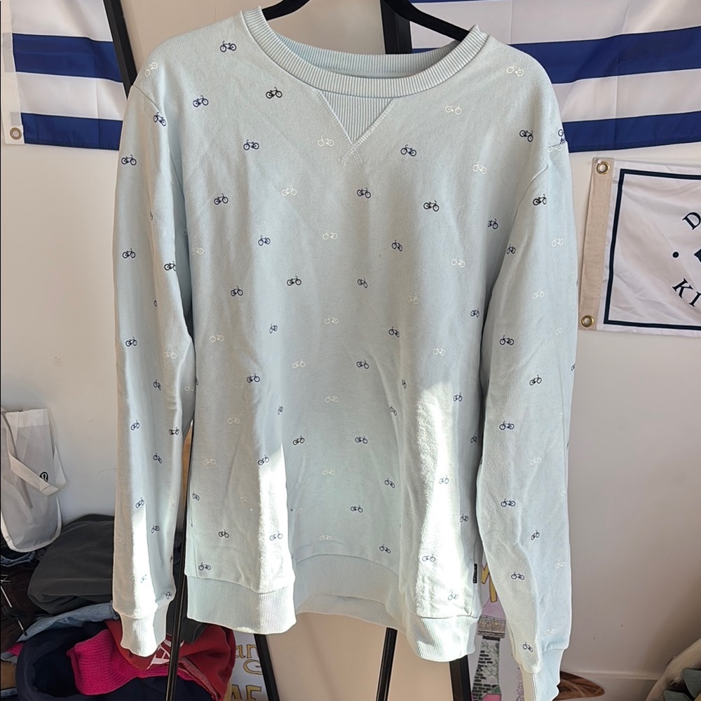 Blue Crewneck Sweater with Knit Texture